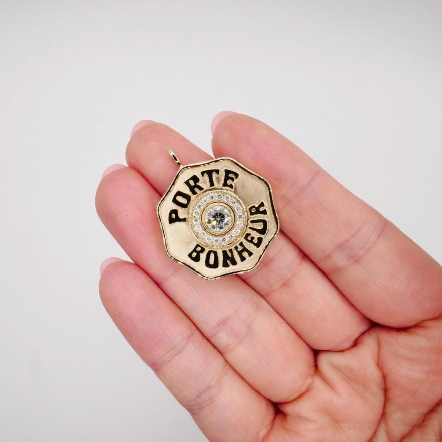 Porte Bonheur Double-sided Lucky Charm Pendant in 14K Gold With
