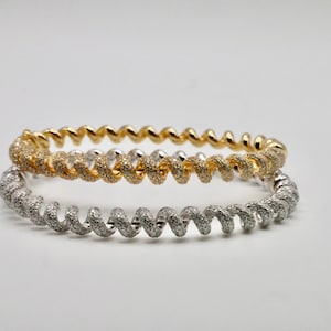 Fusilli Rotini Spiral Gold Moissanite Bangle Bracelet - Etsy