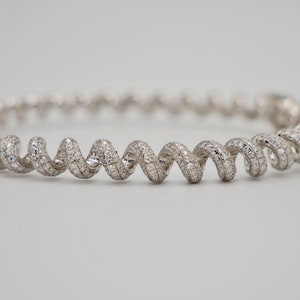Fusilli Rotini Spiral Gold Moissanite Bangle Bracelet