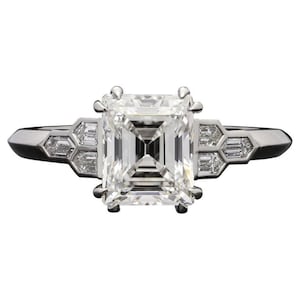 2 Carat Carré Cut Diamond or Moissanite Honeycomb Ring
