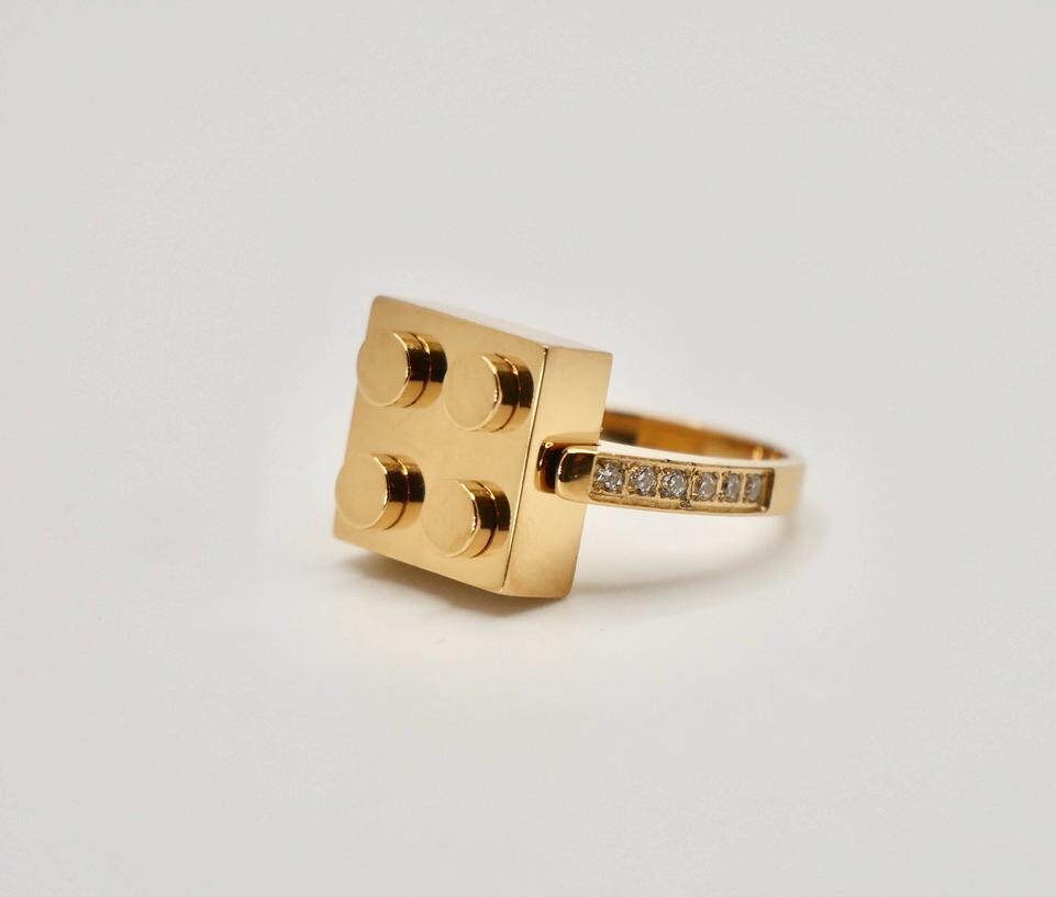 18K Gold Plated Block Ring - Etsy