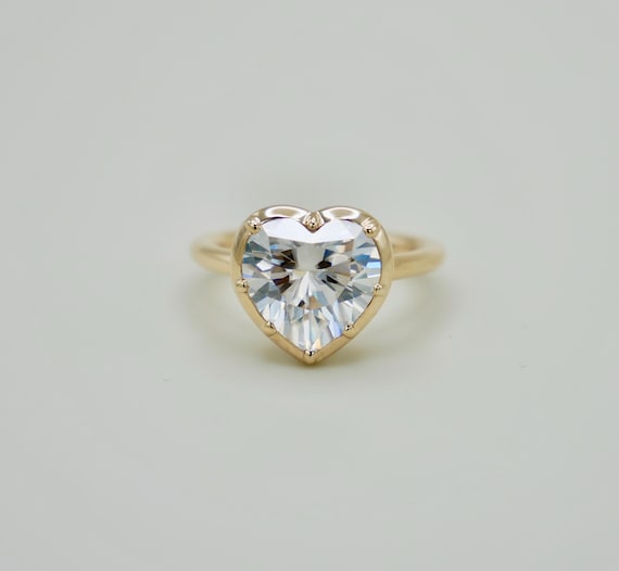 4 Carat Heart Shaped Georgian Victorian Moissanite Gold Button