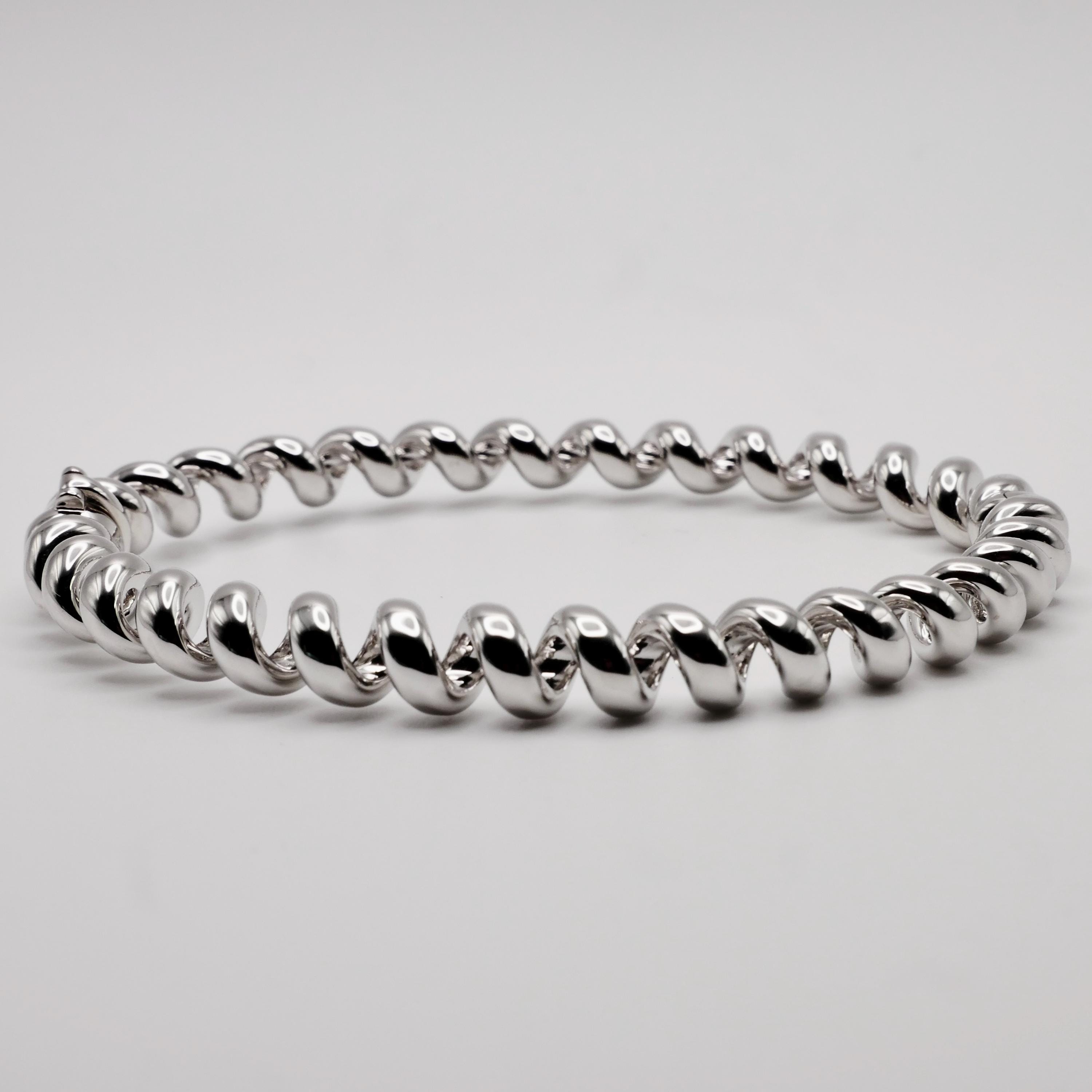 Fusilli Rotini Spiral Gold Bangle Bracelet
