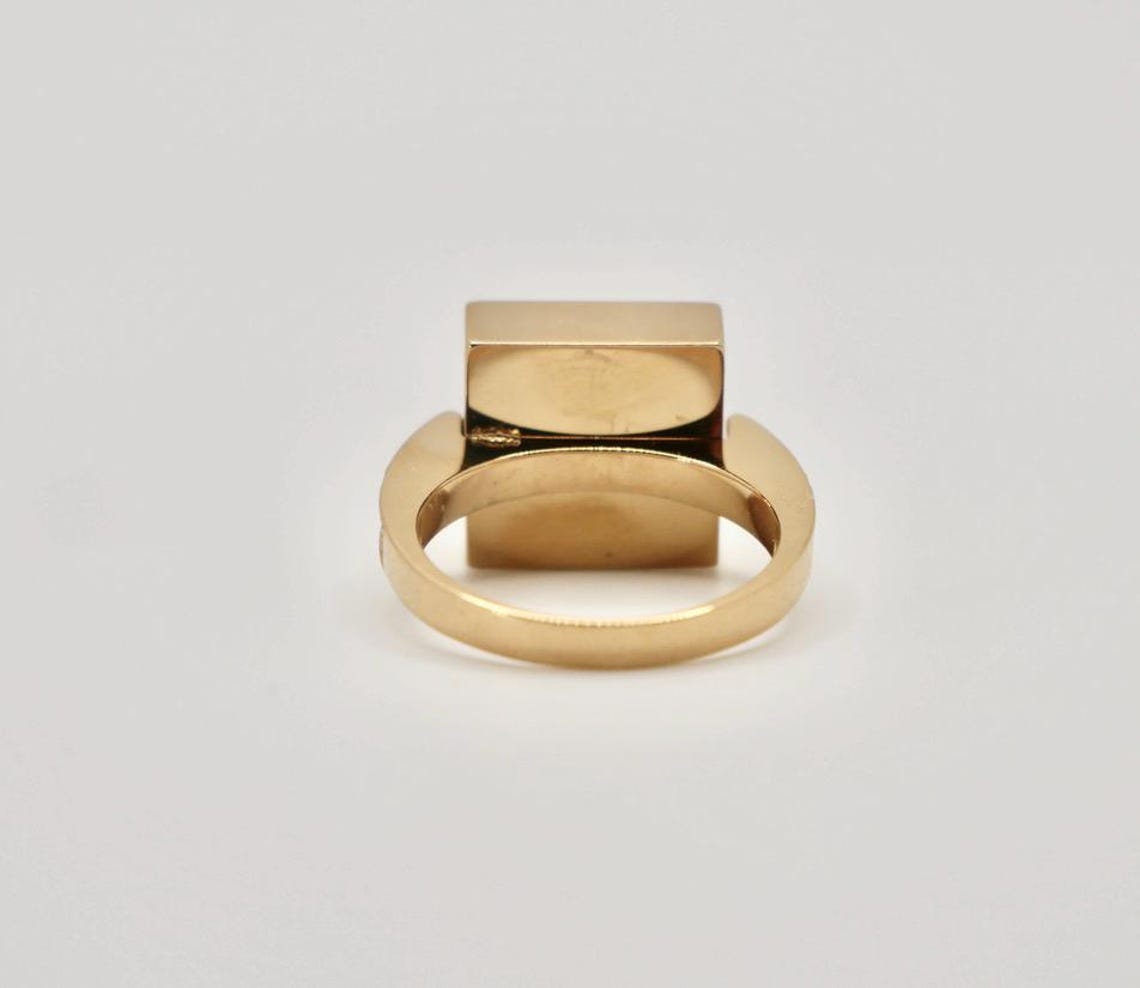 18K Gold Plated Block Ring - Etsy