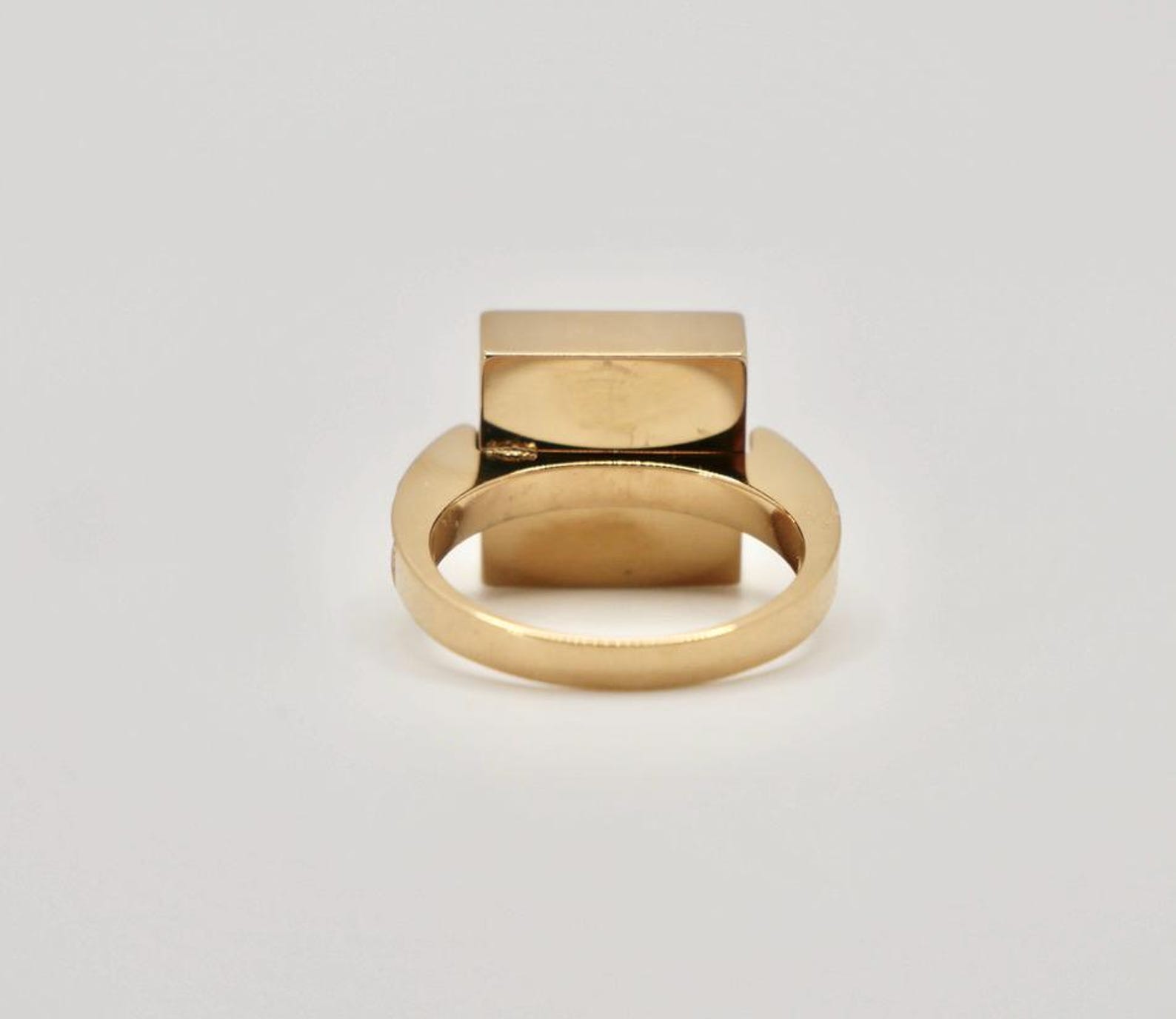 18K Gold Plated Block Ring - Etsy
