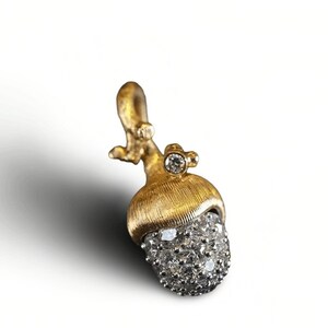 18K Yellow Gold Pave Diamond Acorn Pinecone Pendant Charm