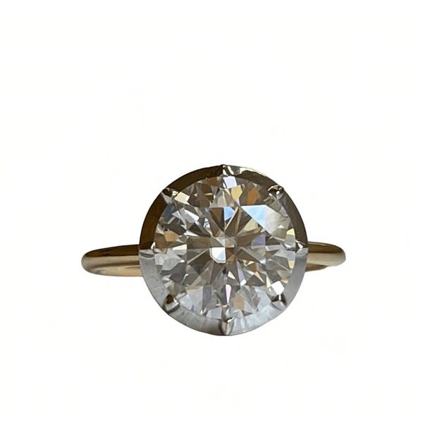 3.35 Ct Georgian Victorian Moissanite Collet Button Back Ring