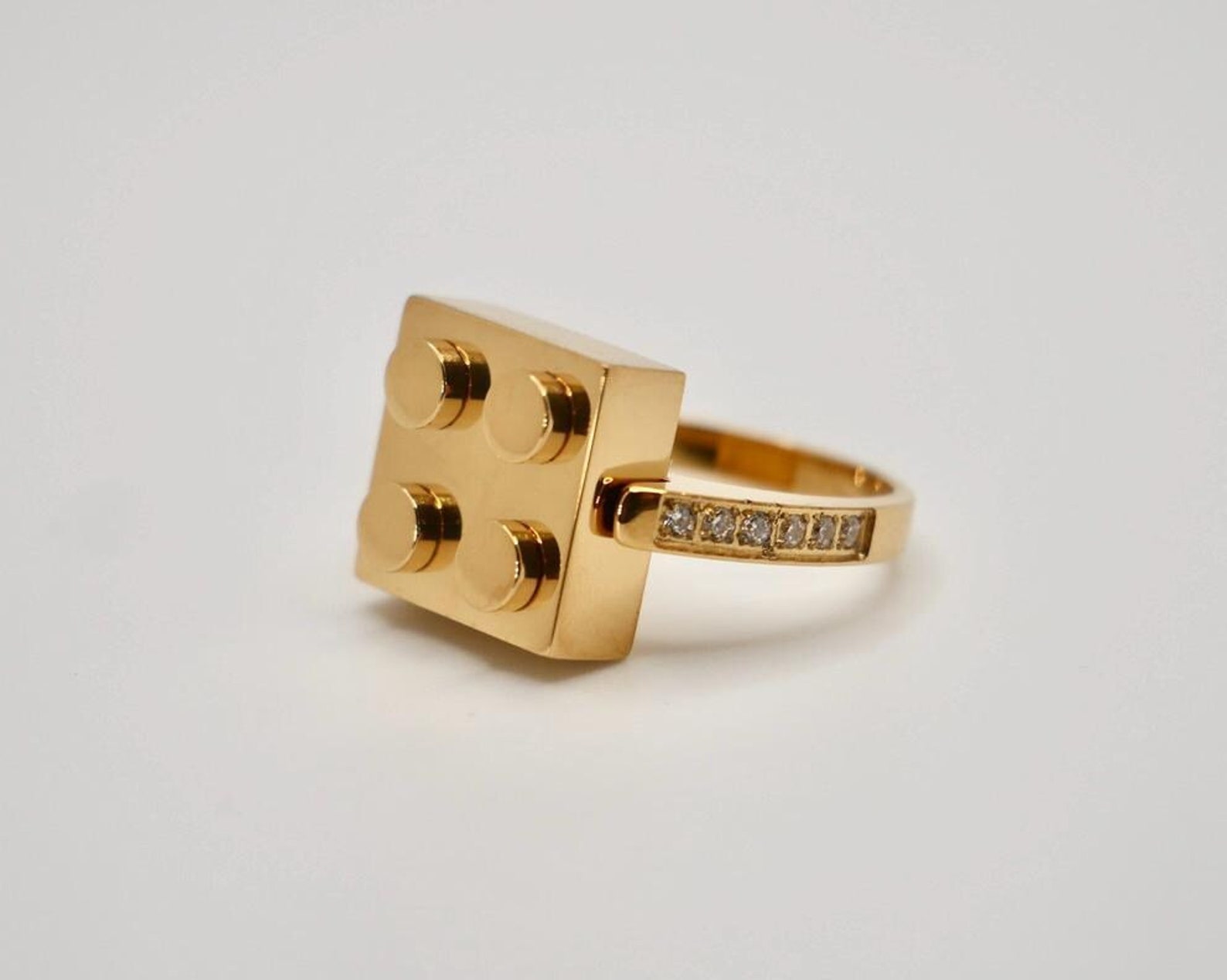 18K Gold Plated Block Ring - Etsy