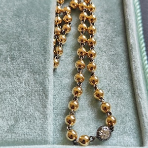 16” Georgian Victorian Art Deco Ball Chain Necklace with 0.25 ct Moissanite