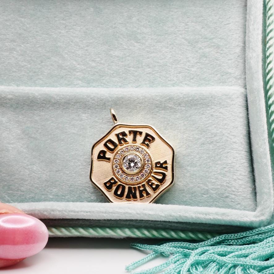 Porte Bonheur Double-sided Lucky Charm Pendant in 14K Gold With