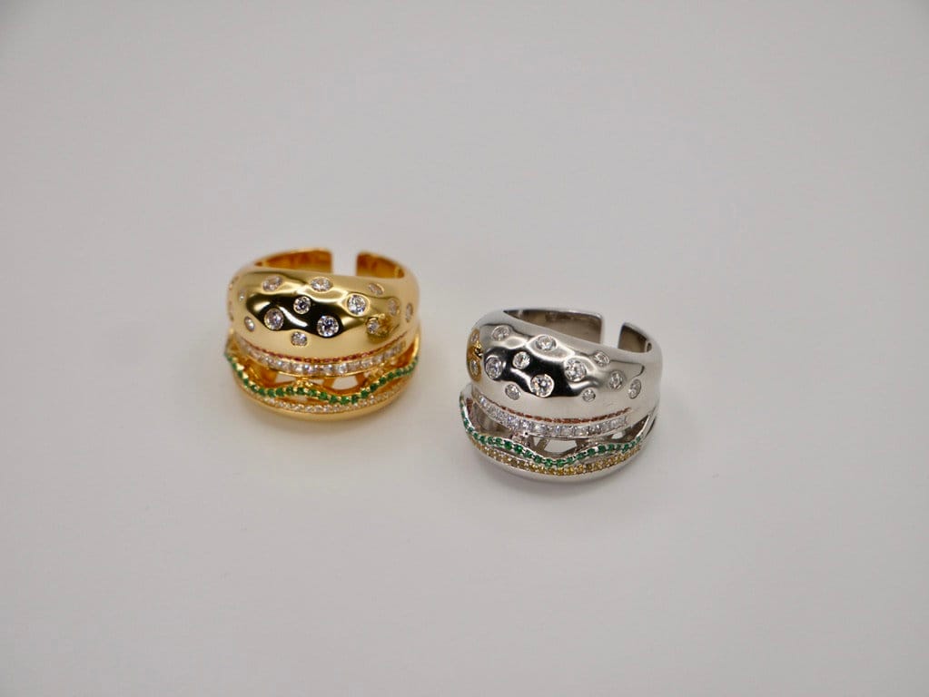 18K イエロー ゴールド メッキ ハンバーガーまたはベジバーガー リング 