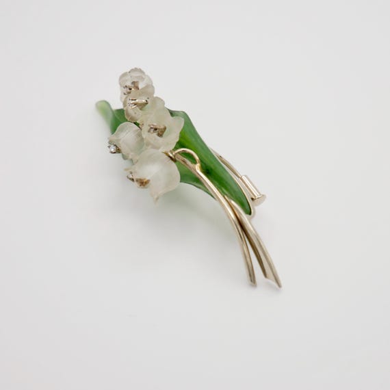 スズランのブローチ　フランスブロカント箱付き スズランのブローチ フランスブロカント箱付き スズランのブローチ