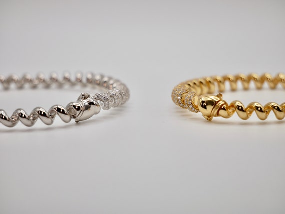 Fusilli Rotini Spiral Gold Moissanite Bangle Bracelet - Etsy