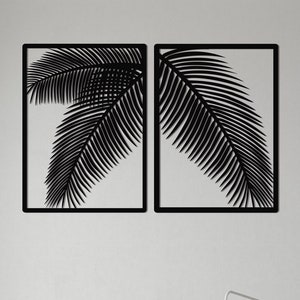 Metal Palm Leaf - Metal Plam, set of 2 Metal Wall Decor, Metal Wall Art, Metal Art Wall Decor Living Room Wall Art, Modern Home Decor, wall