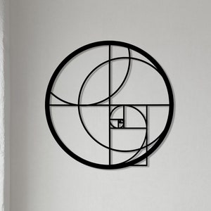 Golden Ratio Metal Decor, Fibonacci Wall Decor, Metal Wall Art, Metal Wall Hangings, Geometric Metal Wall Art, Wall Decor, Living Room Decor