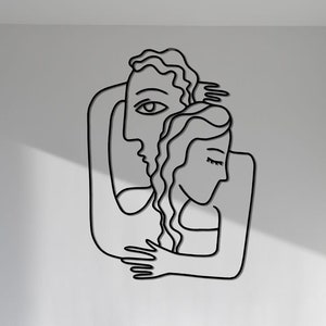 Paar Line Art, Moderne Metalen Lijn Kunst Sculptuur aan de muur, Minimalistische Kunst, Vrouw Lijn Kunst, Slaapkamer Muur Decor, Badkamer Kunst aan de Muur, Slaapkamer Decor