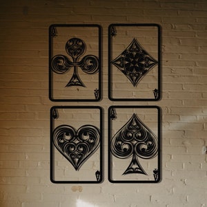 poker, arte della parete in metallo, carta da gioco in metallo, arte della parete da gioco, arte della parete del poker, arredamento della parete del soggiorno, arredamento del poker, arredamento del gioco, arredamento del soggiorno