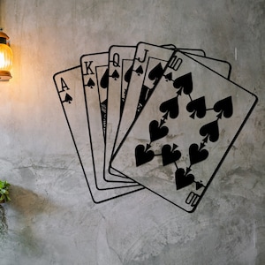 Poker Wall Art, cadeau voor gamer, Royal Flush Metal Wall Art, Wall Art Livingroom Wall Decor, Game Room Decor, Wall Art, Minimalistisch Wall Decor