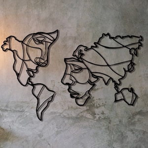 Face of World Map , Carte du monde en métal, Metal World Map,Metal Wall Art, Metal World Map, World Map Interior, Housewarming Gift,