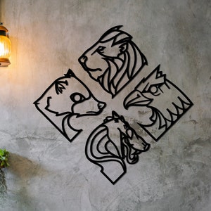 Four Elements - Metal Wall Decor, Singa, Metal Wall Decor, Metal Wall Art, Metal Wall Sign, Metal Wall Hangings, Metal Signs, Nature Art