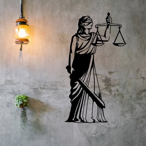 Gerechtigkeit - Metall Wandkunst Anwaltskanzlei Metall Wandbehang Laser Cut Wandkunst Anwalt Büro Wand Dekor Geschenk für Ihn Richter Metall Geschenk für Sie