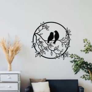 Vogels op tak kunst aan de muur | Vogeltak Home Decor | Vogels Muur Decor | Metalen wandbord | Metalen vogels op tak