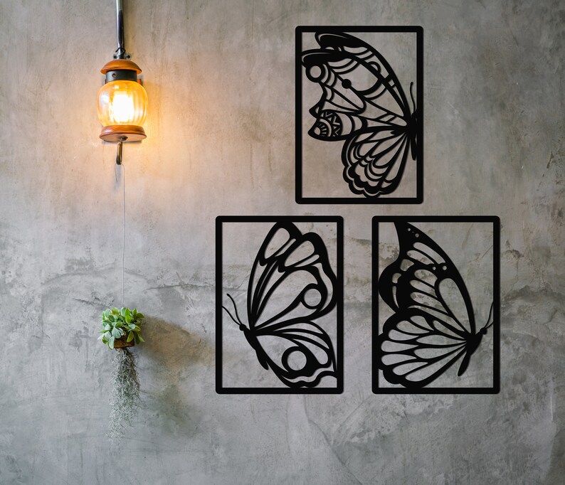 Butterfly Metal Wall Art, Set of 3 , Metal Butterfly Decor, Metal Wall ...