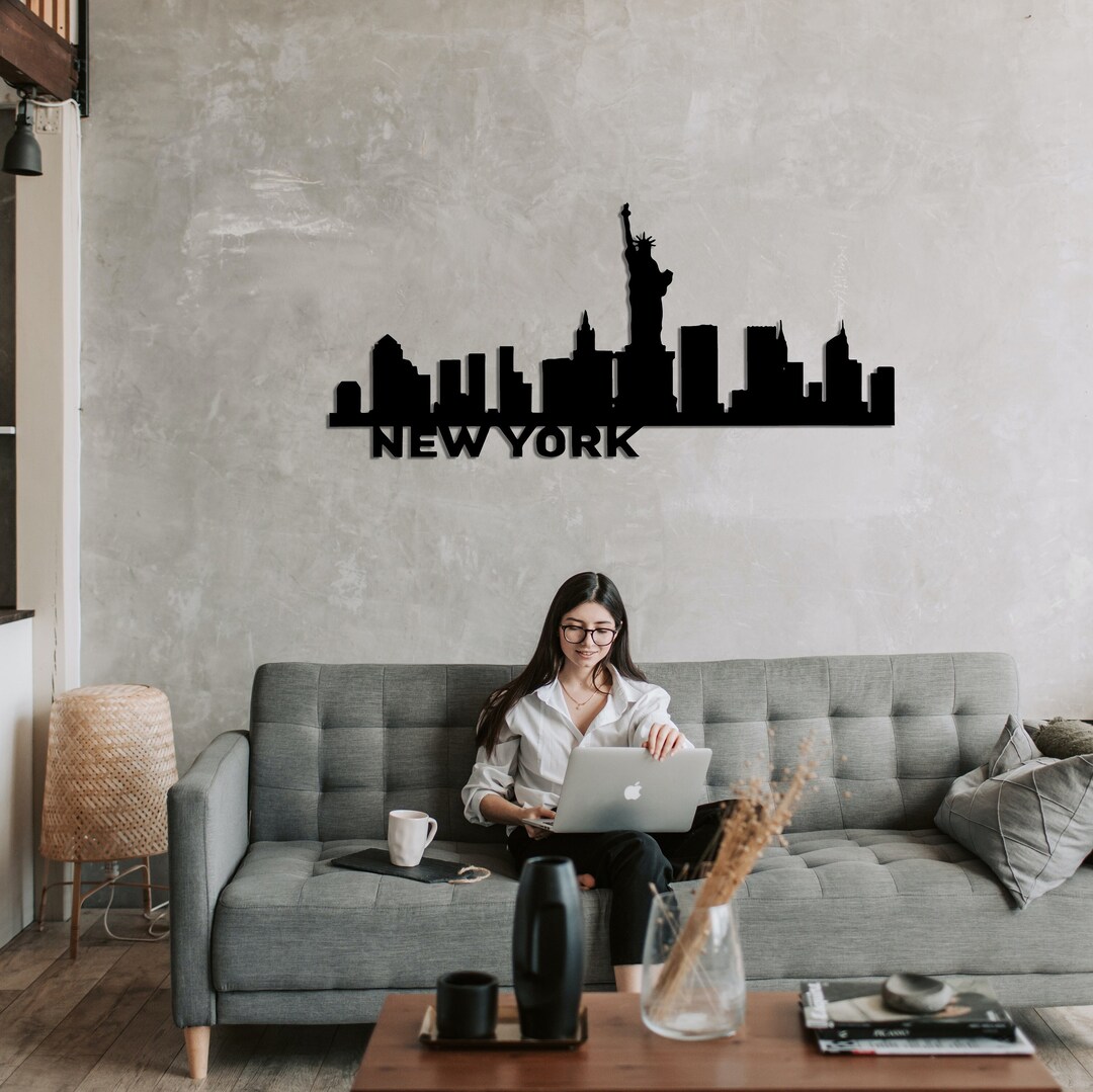 NEW YORK Silhouette Office Wall Art, NYC, Metal Wall Hanging, New York