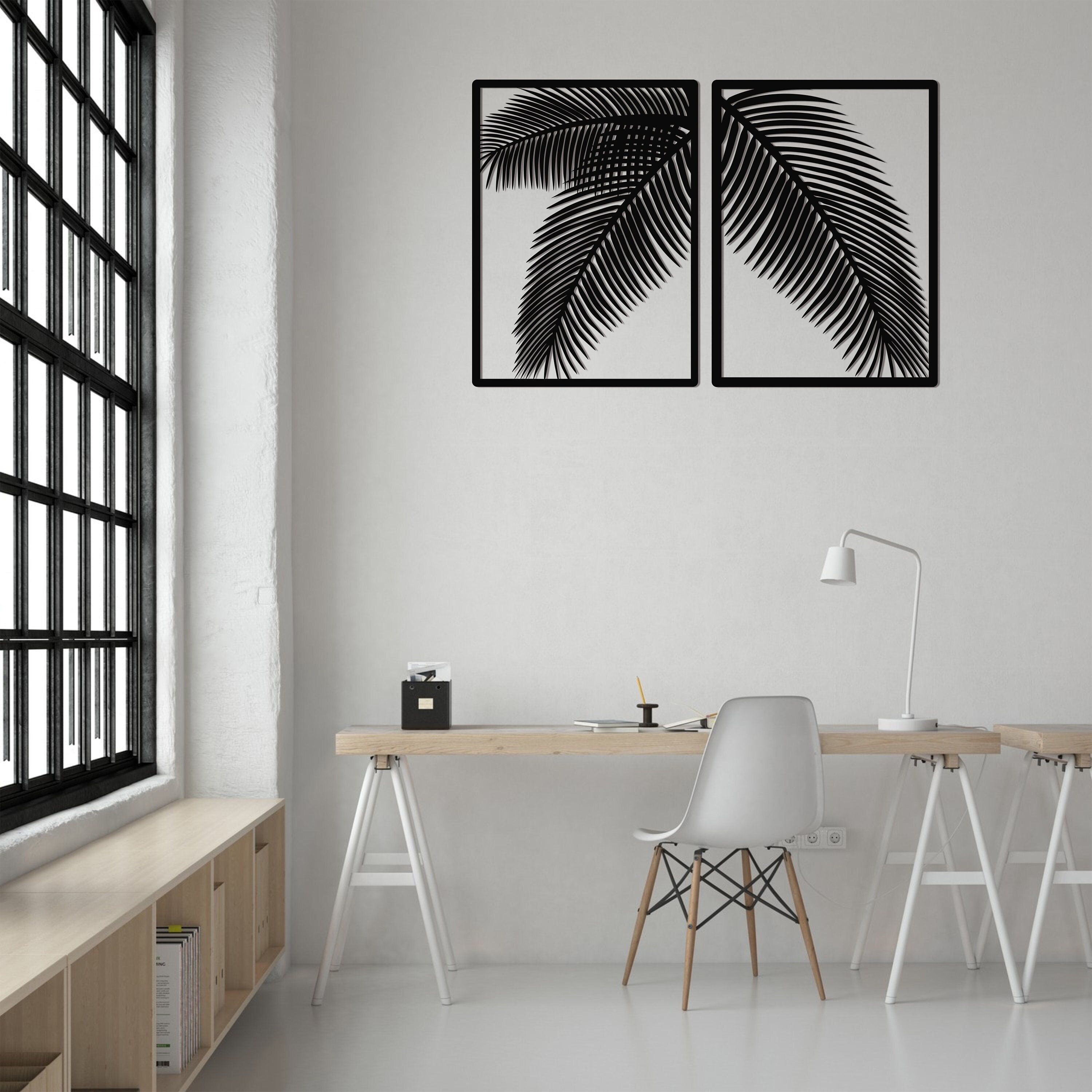 Metal Palm Leaf - Metal Plam, set of 2 Metal Wall Decor, Metal Wall Art, Metal Art Wall Decor Living Room Wall Art, Modern Home Decor, wall