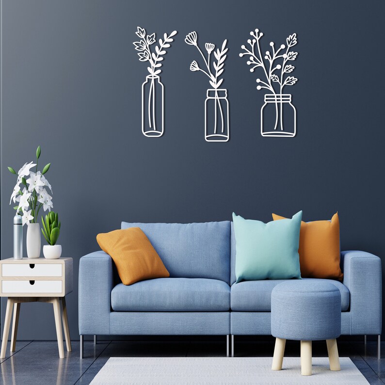 Flower in Vase Metal Wall Art Spring Flower Wall Decor Etsy