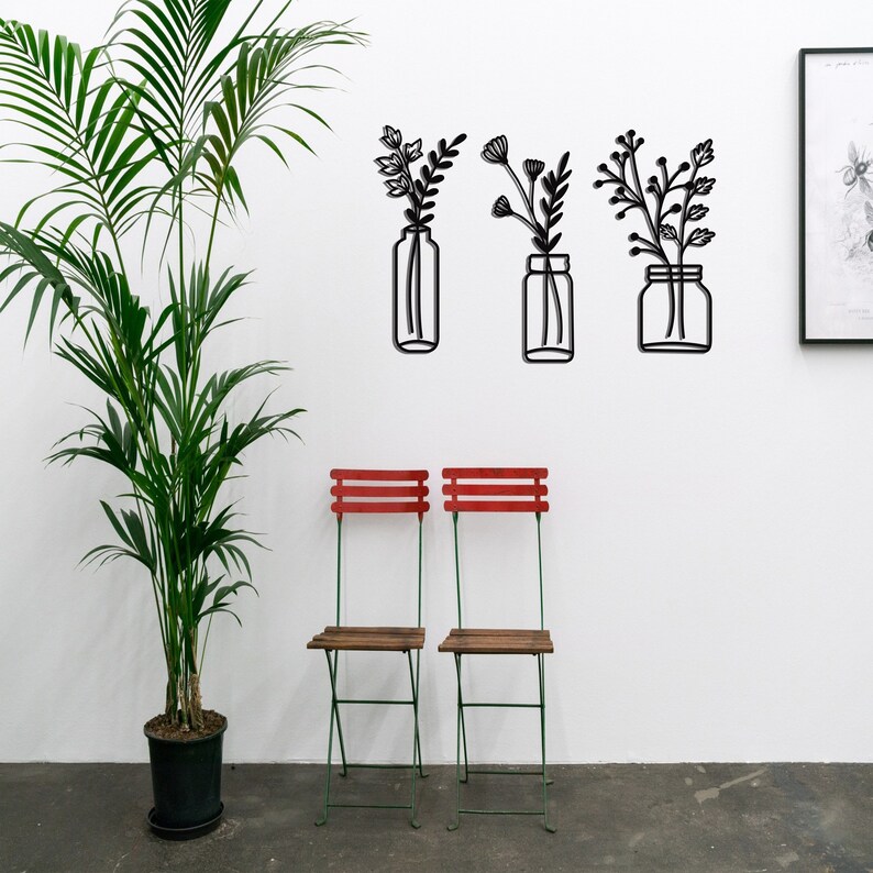 Flower in Vase Metal Wall Art Spring Flower Wall Decor Etsy