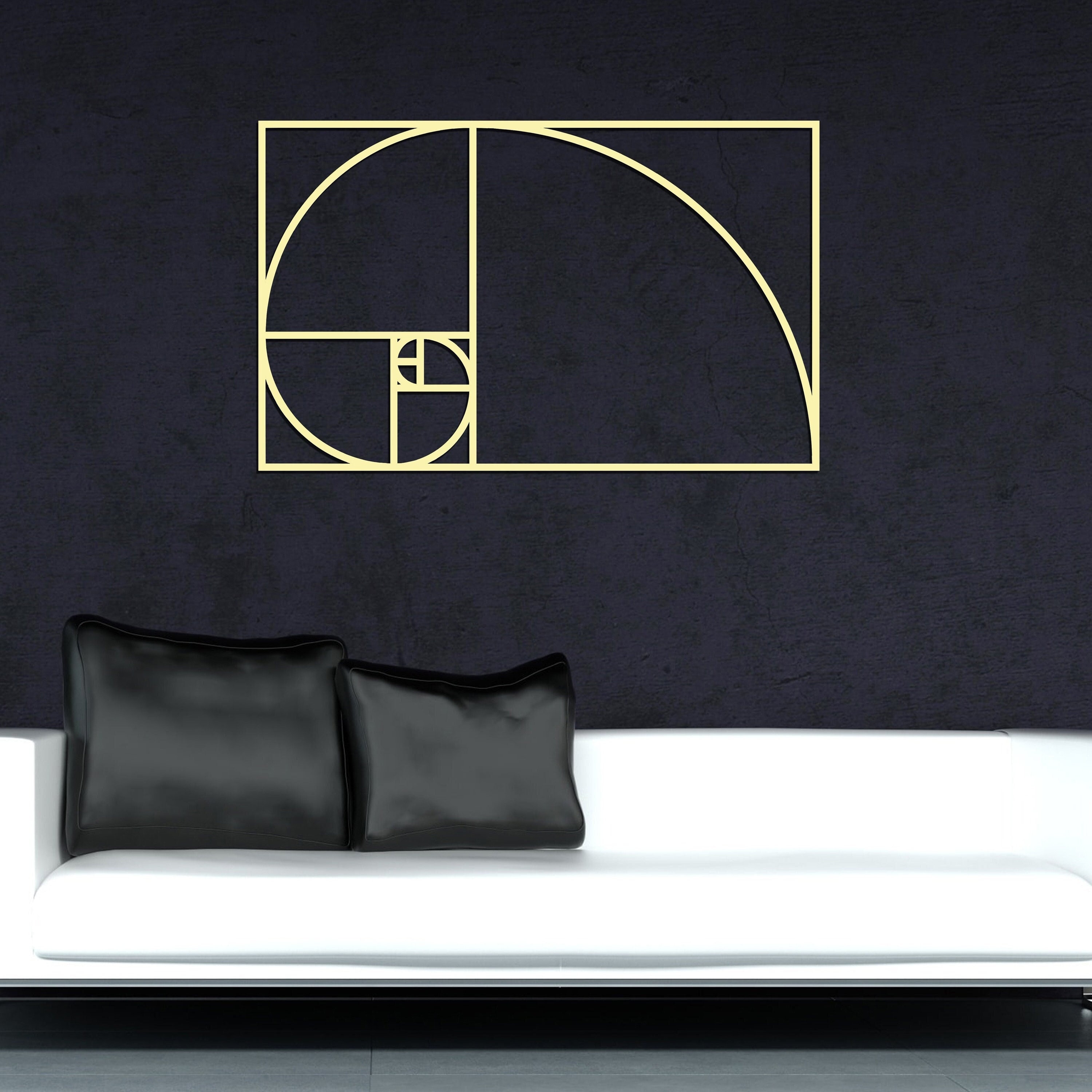 Golden Ratio Metal Decor, Fibonacci Wall Decor, Metal Wall Art, Metal Wall Hangings, Geometric Metal Wall Art, Wall Decor, Living Room Decor