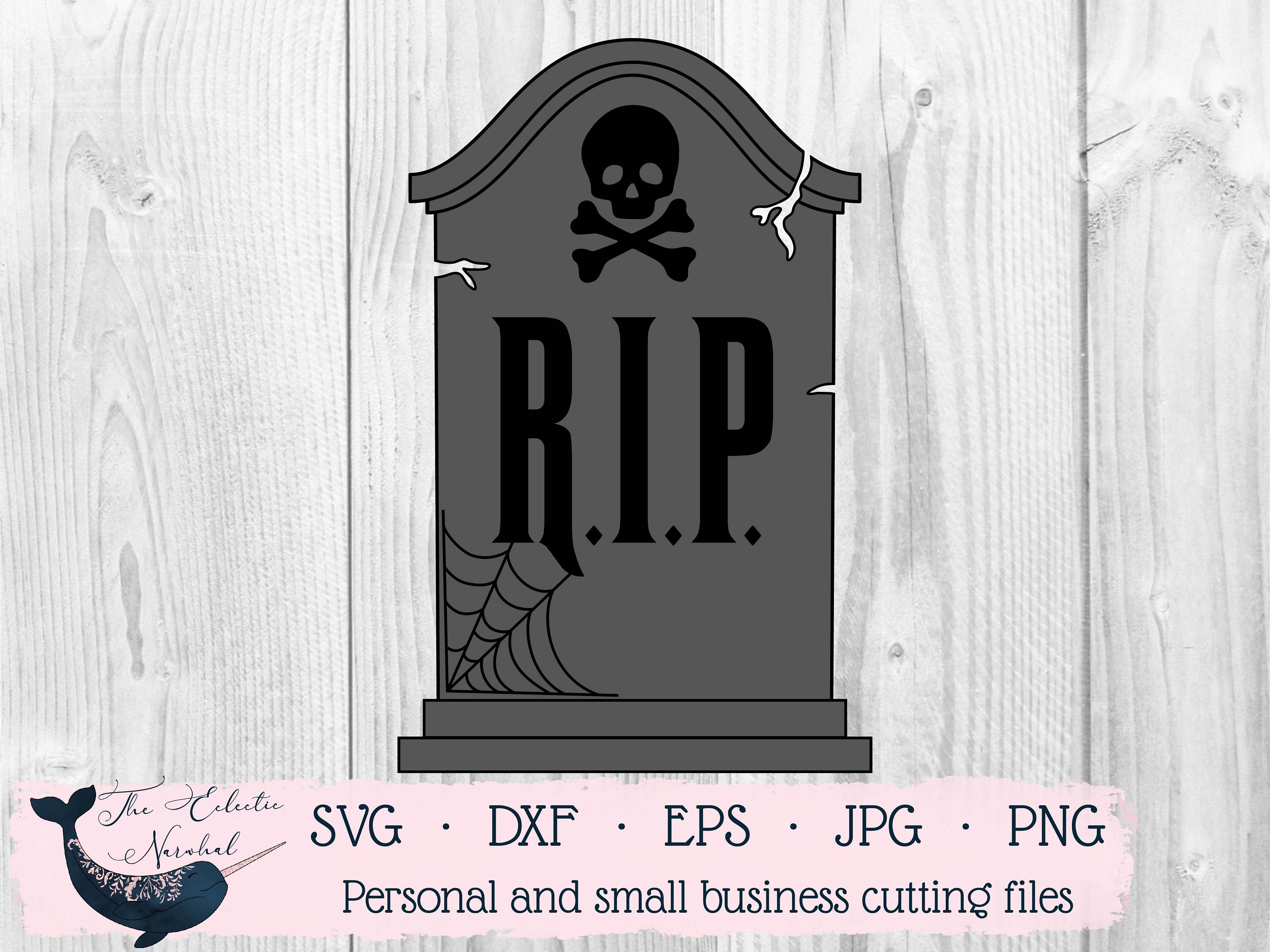 Halloween Tombstone R.I.P with Skulls Design SVG PNG Files, Cricut,  Silhouette Studio, Digital Cut Files Waterslides