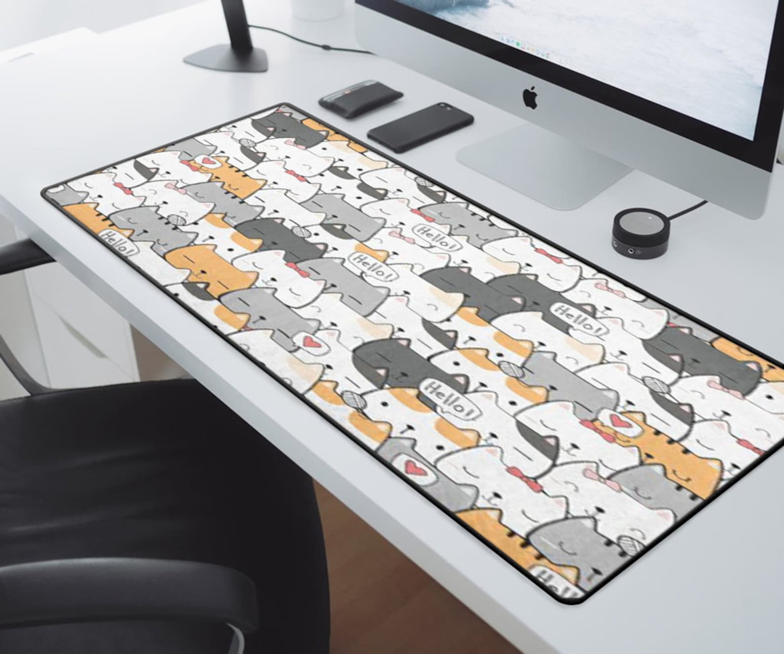Kitty Desk Mat Kitty Mouse Pad Adorable Desk Pad Cat Desk | Etsy