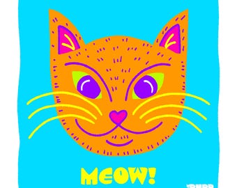 Custom Cat Portrait - Personalized Pet Illustration, Unique Wall Art (Digital Download 12x12)