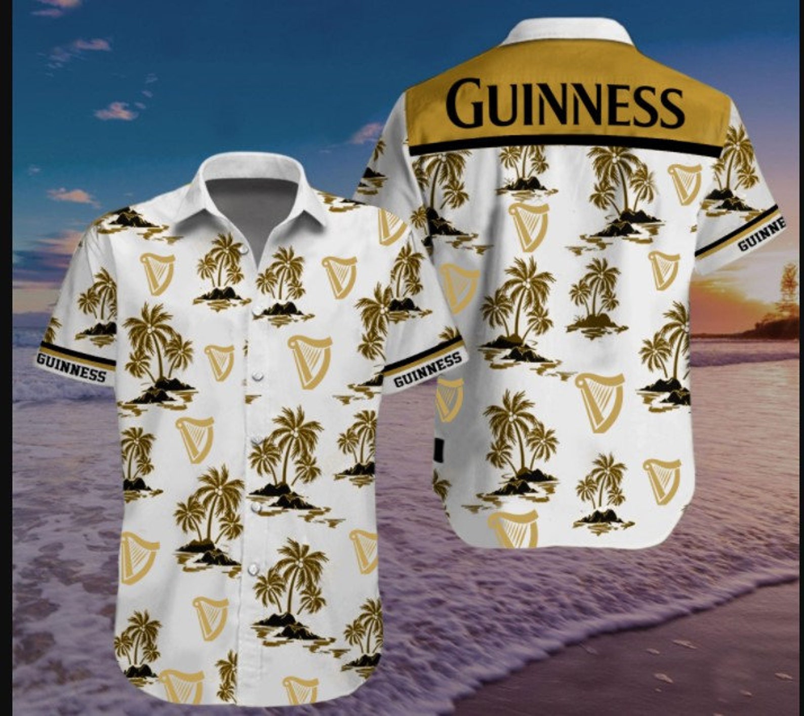 Ontwerp Guinness Button Down Hawaiian Shirt Guinness Hawaiian Etsy