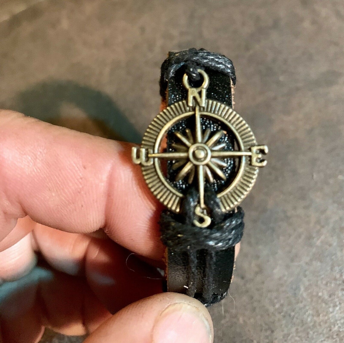 Leather Metal Bracelets Compass couples leather bracelet Etsy