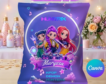 Kit sachet de chips anniversaire thème kpop modèle Canva a personnaliser