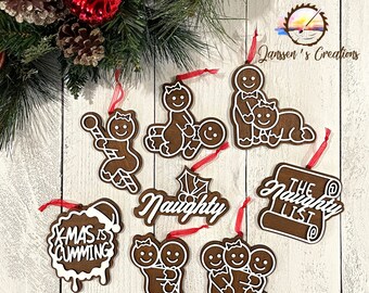 Naughty Gingerbread Ornaments Mold Set/Naughty Gingerbread Mold/Naughty Gingerbread Ornament Mold