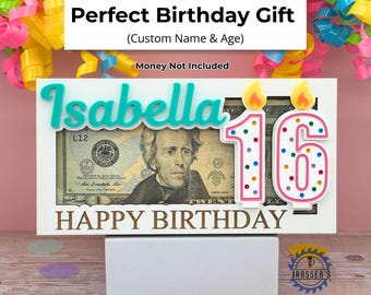 Personalized Birthday Money Holder, Kids Birthday Gifts, Birthday Gifts, Birthday Cash Holder, Birthday Gifts for Teens