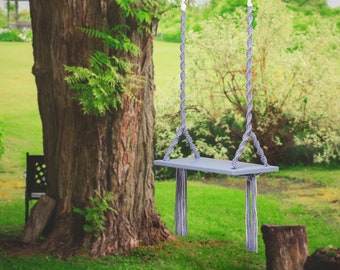 Kids wooden swing for playground or accent decor bohemian nursery. Indoor or outdoor. Also amazing rustic wedding decor