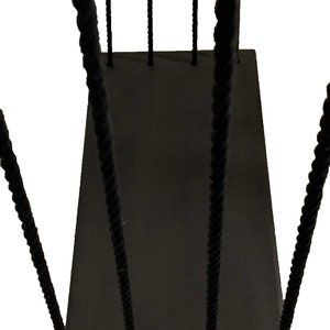 Adult and kids simple black swing. Unique accent boho decor. Wedding black decor. Feature wide, comfortable seat of 12 inches image 6