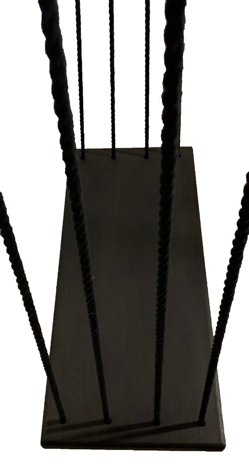 Adult and kids simple black swing. Unique accent boho decor. Wedding black decor. Feature wide, comfortable seat of 12 inches image 6