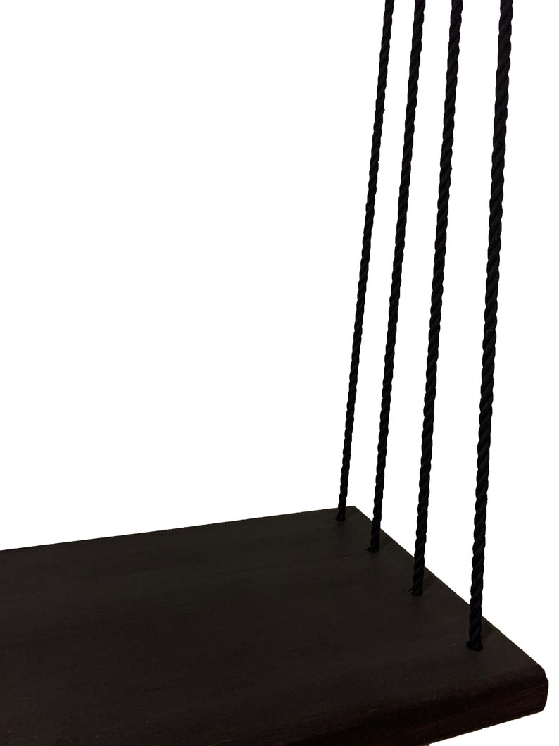 Adult and kids simple black swing. Unique accent boho decor. Wedding black decor. Feature wide, comfortable seat of 12 inches image 7