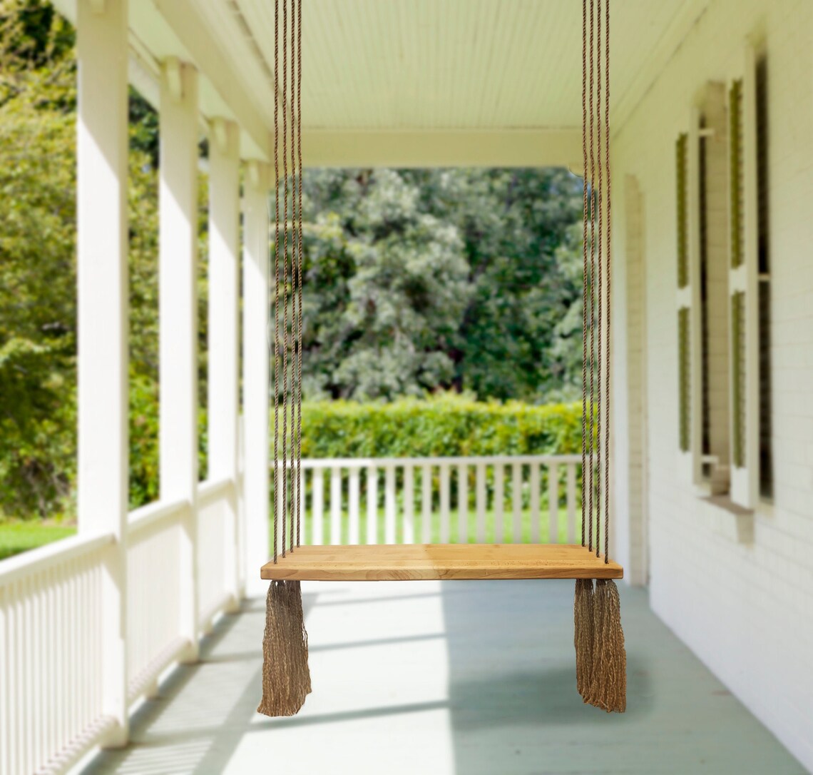 Amazing extra large rustic swing bench. Natural oak | Etsy