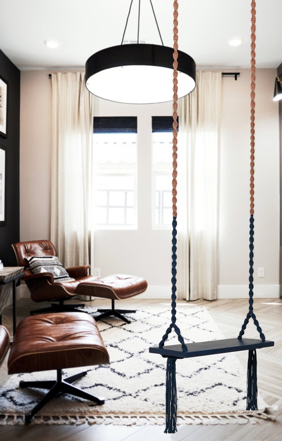 Wooden Indoor Swing for Adults and Kids With Wide Comfortable Seat. Stylish Color Combination. Unique Garden Swings and Porch Decor Etsy UK