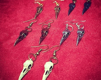 Crow skull earrings