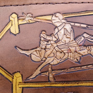 Mittelalterliche Geldbörsen vom Typ Schurkenarsch mit Kampfdarstellungen in Rüstung von Talhoffer, Einzelstück, handgefertigt Bild 6