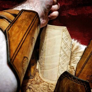 Leather forearm protection for archers based on historical models and engravings from the 15th century. Handmade image 8