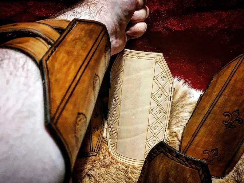 Leather forearm protection for archers based on historical models and engravings from the 15th century. Handmade image 8